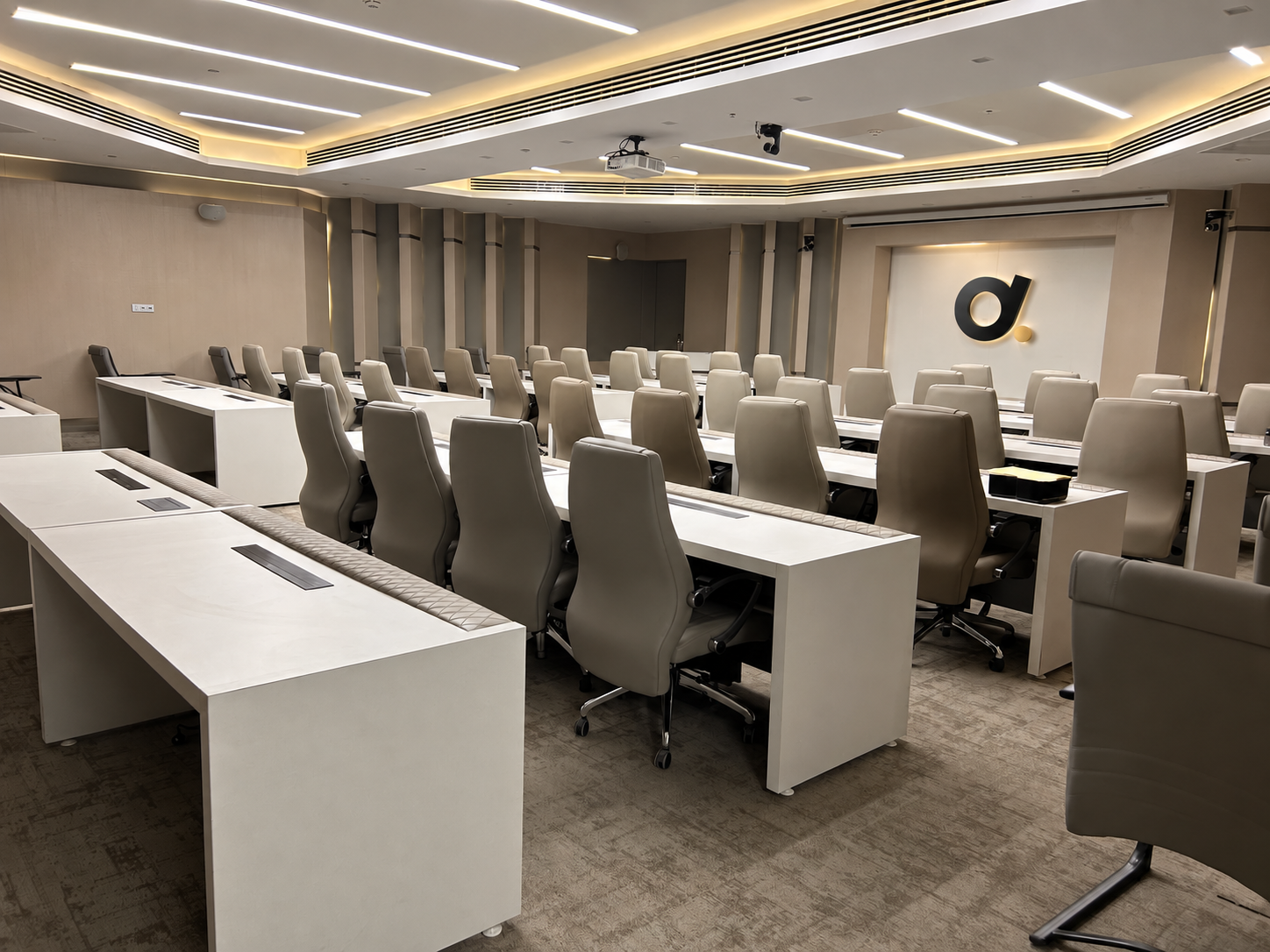 DotOne Chain event room with the DotOne Chain mark mounted on the front wall